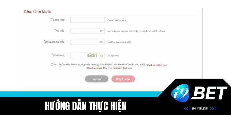 Hướng dẫn thao tác đăng ký i9BET